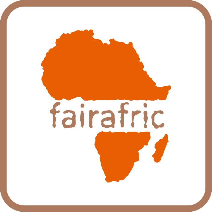 Logo in Form des Kontinents Afrika in der fairafric steht